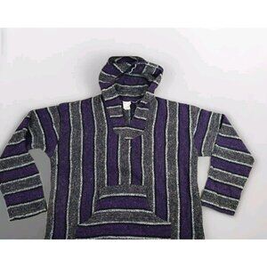 Frank’s Textiles Unisex XL Purple Gray Hoodie Poncho Blanket Sweater Jacket